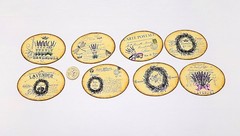 Vintage-Lavender-Herbs-Linen Cardstock-Oval-Labels-Stickers-Set Of 8