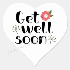 GET WELL SOON ENVELOPE SEALS LABELS STICKERS PARTY FAVORS – (Heart Shaped)