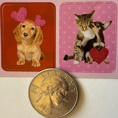 KITTEN & PUPPY VALENTINE Stickers(20pc)Love…Cat…Dog…Hearts…Holiday…Card Making…