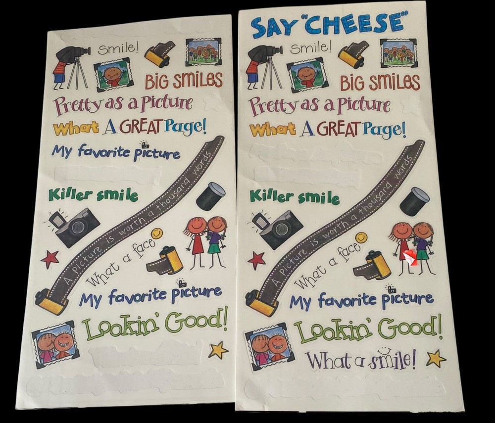 MAMBI sticker Sheets Set Of 2 Camera Pictures Smile 2001 Open & Missing