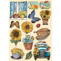 Stamperia SUNFLOWER ART – A5 – COLOURED WOODEN SHAPE, Paint Pallette Farm Truck