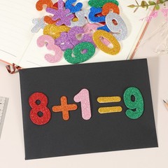 Number Foam Stickers, 72Pcs Numbers 0-9 EVA Self Adhesive Glitters, Red