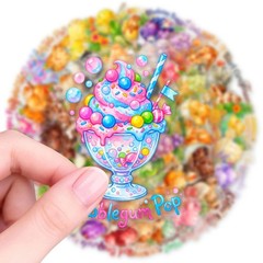 50PCS Summer Watercolor Ice Cream Stickers Pack – Cute Fruit & Dessert Vinyl Dec