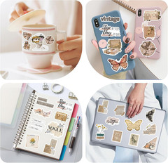 120Pcs Vintage Stickers, Waterproof Scrapbook Aesthetic Sticker for Daily
