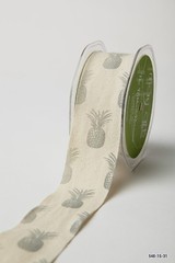 MAY ARTS RIBBONS~CALYPSO TREND~PINEAPPLE PRINT~GREY~100%COTTON~1.5 INCH X 1 YARD