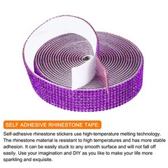 0.6 Inch Self Adhesive Rhinestone Strips 3 Yard for Crafts,Fantasy Purple