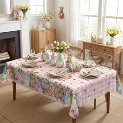 Easter Bunny Tablecloth 60×104 Inch, Easter Rabbits Decorations for Home Tabl…
