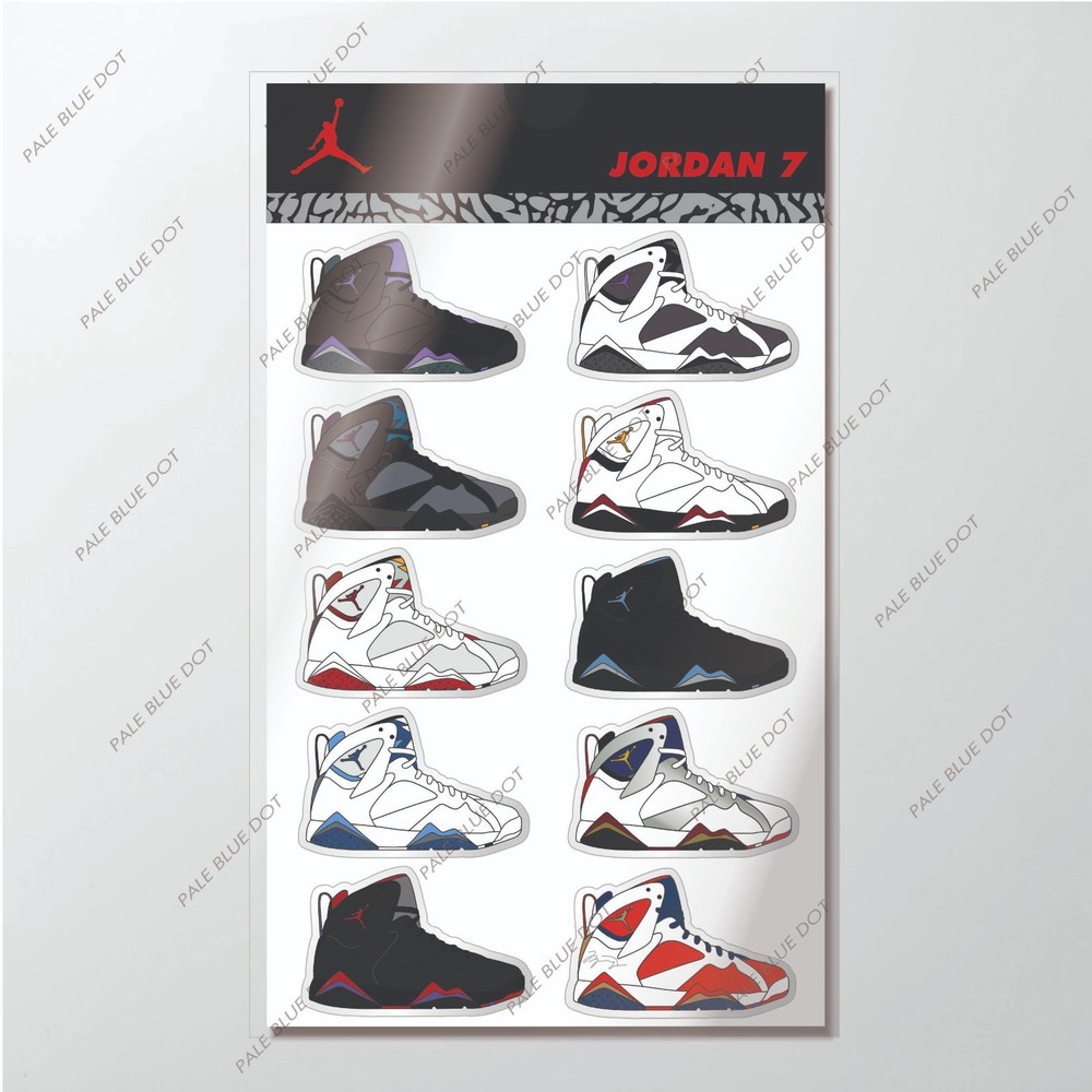 Air Jordan 7’s Sneaker sticker set of 10 !! Olympics Bordeaux vinyl collectibles