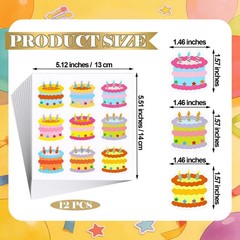 108 Pcs Assorted Cake Stickers Adhesive Colorful Creative Happy Cake Bakery S…