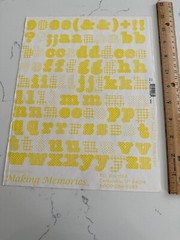 Making Memories Large Yellow Pattern Upper/Lower Case ABC/123 Scrapbooking