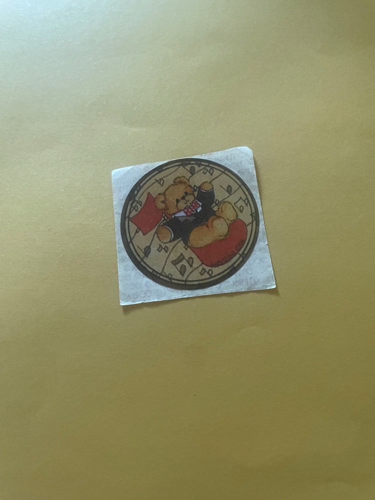 Vintage 1980s Lucy Rigg Music Note Bear Sticker