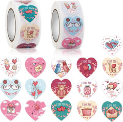 1000Pcs Valentine’S Day Heart Roll Sticker 1Inch I Love You Stickers for Packing