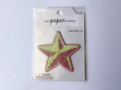 2.5” Pink Iridescent Star Adhesive Patch Embroidered Edge/Sequins Bling Sticker