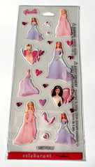 VINTAGE 2005 HALLMARK STICKERONI JEWELED BARBIE Clear Sticker Sheet Set
