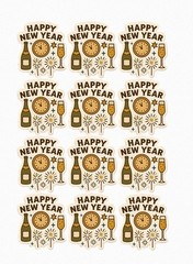 12 New Year 2026 Champagne Stickers – 2” Round Labels – Party Favors