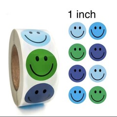 40 SMILEY FACE KIDS CRAFT ENVELOPE STICKERS BLUE WALMART LABELS USA scrapbook