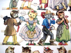 Sweet 1950’s PZB Die Cuts of Darling Cats Dressed in Human Costumes *