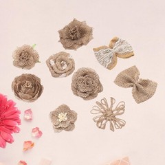 9Pcs Jute Bows Embellishments Bowknot Handmade Material Charms Rustic for
