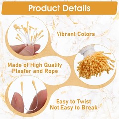 Matwsec 1600PCS Stamens for Flower Making 2mm 2.3 Inch Long, Dark Yellow