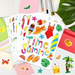 432PCS Summer Stickers, Self-Adhesive Sun Beach Ice Cream Sticker Summer Part…