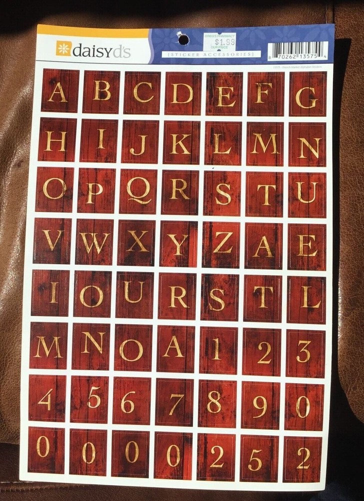 DAISY D’S ABC FRENCH MARKET ALPHABET LETTER STICKERS IMPERFECT ONE MISSING *