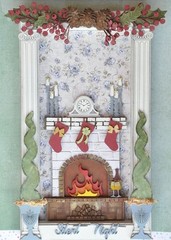 Dusty Attic Scene Mixed Chipboard – Christmas Fireplace with Shadow Box, DA3202