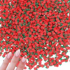 Polymer Clay Slices, 100g Strawberry Cartoon Slice Fruit Art Slices, Red Green