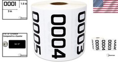 Large Consecutive Number Stickers 0001-1000 | 3×1.5 Inch