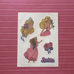 Vintage 80s CTP 1983 Scratch & Sniff Matte Rose Barbie Sticker Sheet Roses Scent
