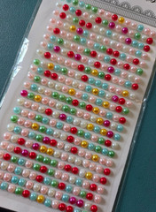 CraftbuddyUS 345 pcs x 5mm (23 Stripes) Self Adhesive MIXED Pearl Round Gems