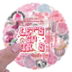 55pc Pink Western Disco Cowgirl Sticker Pack Decal Laptop, Scrapbook, DIY Craft