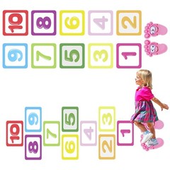 Hopscotch Game Floor Stickers for Kids, Fun Puzzle Wall Decals