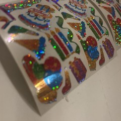 Vtg 1980s stickers Hambly Studios Mylar Foil Shiny Birthday Stickers Set 4(a21