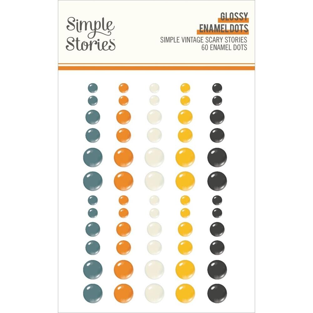 Crafts Enamel Dots SS Sticky Back Simple Vintage Scary Story Black Orange White