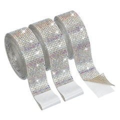 3 Rolls 6.6 Yards 1.1 Inch Crystal Rhinestones Ribbon for Crafts AB Color