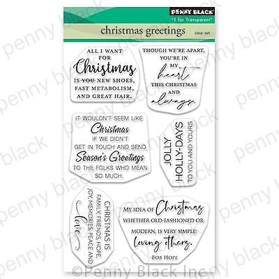 New Penny Black clear Rubber Stamp CHRISTMAS GREETINGS Set free USA ship