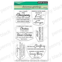 New Penny Black clear Rubber Stamp CHRISTMAS GREETINGS Set free USA ship