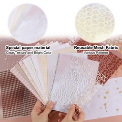 7.1×5.2″ Scrapbook Texture Paper with Mesh Fabric, Pink 15pcs