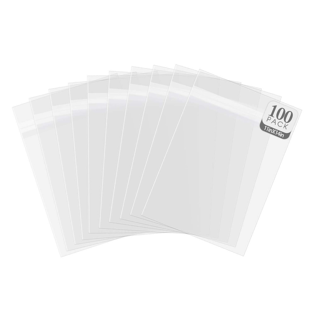 100pcs Clear Bags Sleeves for 11×14 Picture Mat Matting with Resealable Strips
