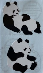 BLACK & WHITE PANDA BEAR Stickers (2pc)Mrs.Grossman’s•Chinese•Giant•Red •Bamboo