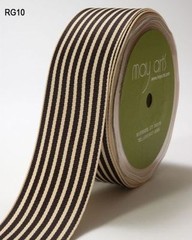 MAY ARTS RIBBONS~GROSGRAIN STRIPE~BLACK & IVORY~1.5 INCHES X 1 YARD!