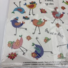 VTG Current 4 Sheet Set Whimsical Bird Stickers By Carol Eldridge NOS