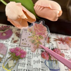 50/100PCS Cartoon Hot Stamping Flower Heart Language Sticker Pack Waterproof Tra