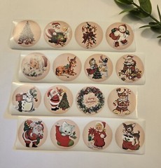 16 VINTAGE STYLE CHRISTMAS STICKERS/RETRO STYLE CHRISTMAS STICKERS LABELS SEALS