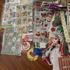 Enormous Christmas Scrapbooking Lot Stickers Buttons Crafting Thousands