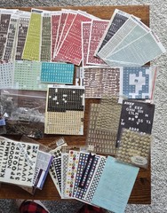 Scrapbooking letters numbers LOT 2 TABLES FULL! Metal Stickers Rub Ons SEE PIX