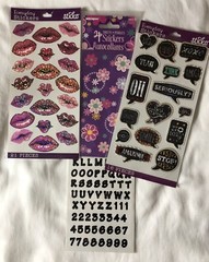 NEW Lot Of 4 Packages Of Stickers Metallic Kisses Lips Alphabet Flowers Sayings