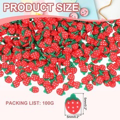Polymer Clay Slices, 100g Strawberry Cartoon Slice Fruit Art Slices, Red Green