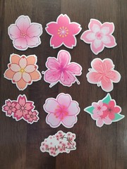 STICKERS x 10 Flowers Pink Cherry Blossom Orchid Tree Sticker CHE3