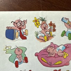 Vintage 80s European Baby Sticker Sheet Rare Netherlands Cartoon Babies Dutch